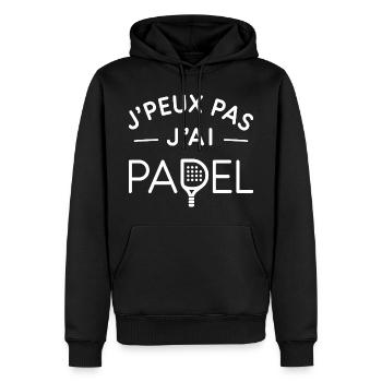 Padel Humour Cadeau Passionné de Raquette - Sweat à capuche Premium bio Homme - noir - Devant - Nico (187cm)