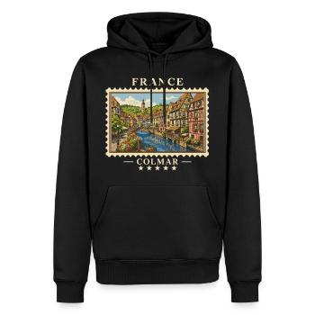 Frankreich Colmar Vintage Reisemarke - Männer Premium Bio Hoodie - Schwarz - Vorne - Nico (187cm)