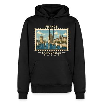 Frankreich La Rochelle Vintage Reisemarke - Männer Premium Bio Hoodie - Schwarz - Vorne - Nico (187cm)