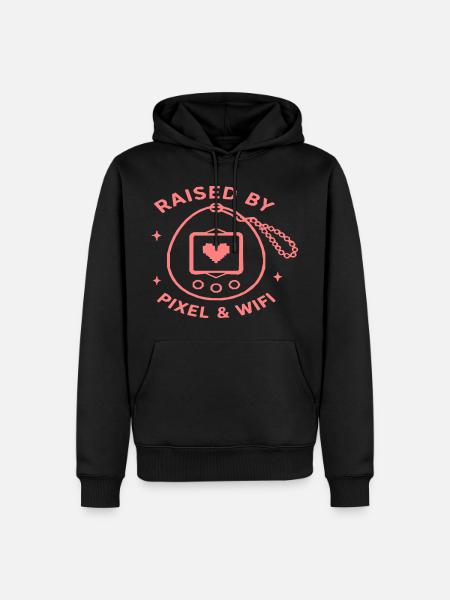 Aufgewachsen mit Pixel & Wifi - Männer Premium Bio Hoodie - Schwarz