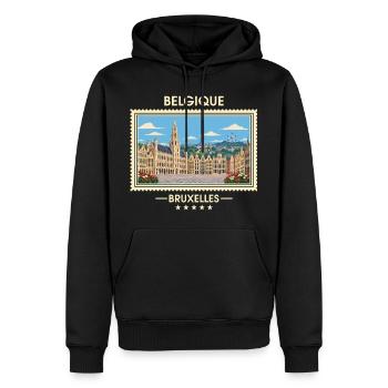 Belgien Brüssel Vintage Reisemarke - Männer Premium Bio Hoodie - Schwarz - Vorne - Nico (187cm)