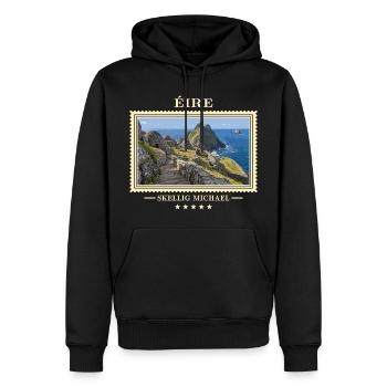 Irland Skellig Michael Vintage Reisemarke - Männer Premium Bio Hoodie - Schwarz - Vorne - Nico (187cm)