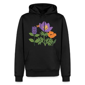 Mohn · Blumenstrauß · Gartenfreunde · Blumen - Männer Premium Bio Hoodie - Schwarz - Vorne - Nico (187cm)