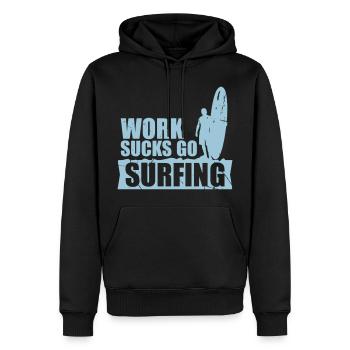Work Sucks go surfing - surfen - sommer - beach - Männer Premium Bio Hoodie - Schwarz - Vorne - Nico (187cm)
