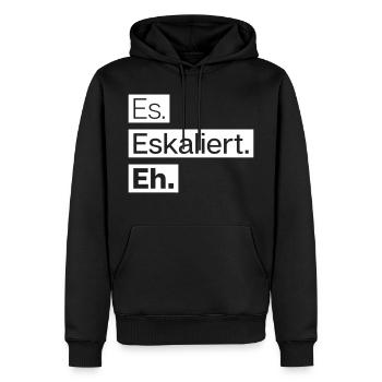 es. eskaliert. eh. - Männer Premium Bio Hoodie - Schwarz - Vorne - Nico (187cm)