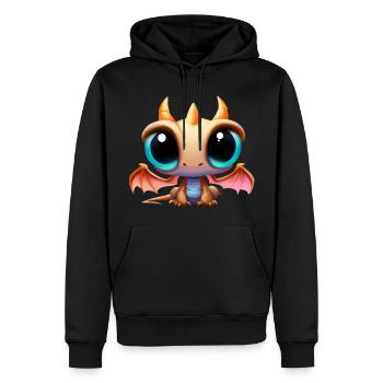 Niedlicher Drache mit großen Augen - Männer Premium Bio Hoodie - Schwarz - Vorne - Nico (187cm)