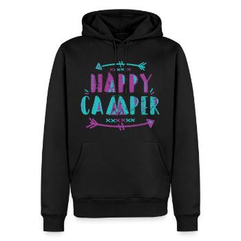 Camping Shirts - Happy Camper - Männer Premium Bio Hoodie - Schwarz - Vorne - Nico (187cm)