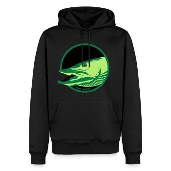 Pike - Men’s Premium Organic Hoodie - black - Front - Nico (187cm)