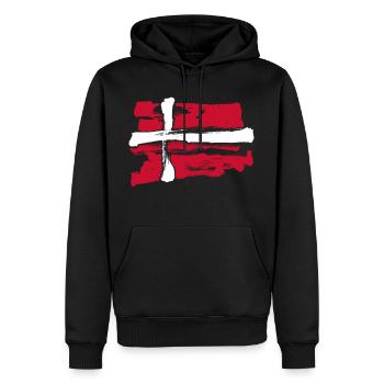Dänemark Flagge / Pinsel Striche - Männer Premium Bio Hoodie - Schwarz - Vorne - Nico (187cm)