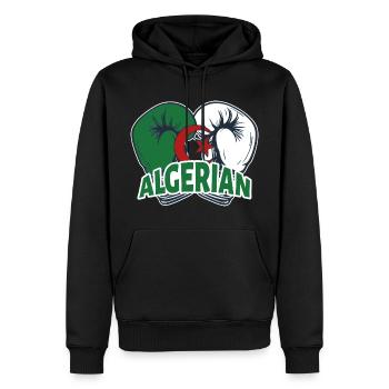 Boxe Algérie Boxeur Algérien Sport DZ - Sweat à capuche Premium bio Homme - noir - Devant - Nico (187cm)