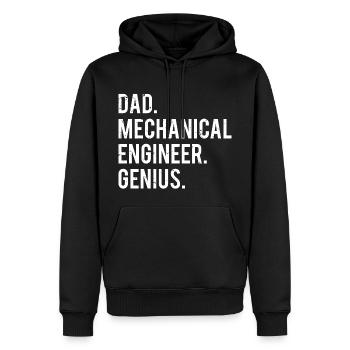 Papa ingénieur en génie génie génie t-shirt - Sweat à capuche Premium bio Homme - noir - Devant - Nico (187cm)