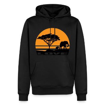 Éléphants - Sweat à capuche Premium bio Homme - noir - Devant - Nico (187cm)
