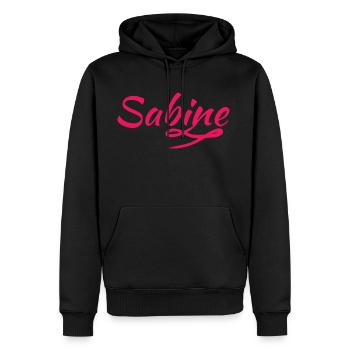 Sabine - Männer Premium Bio Hoodie - Schwarz - Vorne - Nico (187cm)