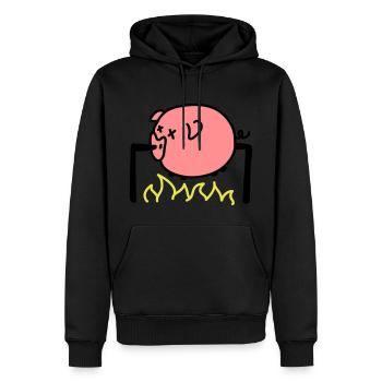 Porc Barbecue - Sweat à capuche Premium bio Homme - noir - Devant - Nico (187cm)