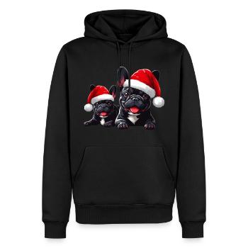 Französische Bulldogge Weihnachtsmann - Männer Premium Bio Hoodie - Schwarz - Vorne - Nico (187cm)