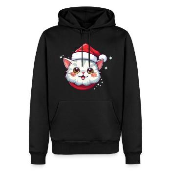 Chat Noël Noël Chat Mignon Dessin Animé - Sweat à capuche Premium bio Homme - noir - Devant - Nico (187cm)