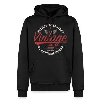 Jahrgang 2001 Geburtstagsgeschenk 2001 Retro 2001 - Männer Premium Bio Hoodie - Schwarz - Vorne - Nico (187cm)