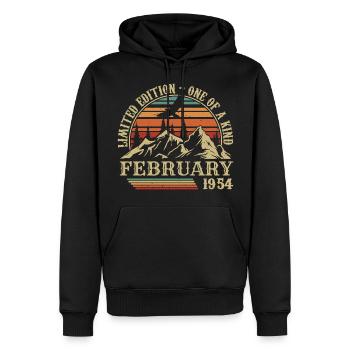 February 1954 Retro Born February 1954 Birthday - Men’s Premium Organic Hoodie - black - Front - Nico (187cm)