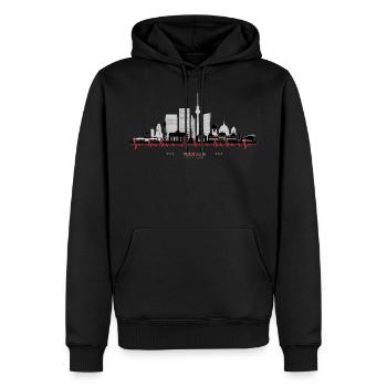 Berlin Design Geschenkidee skyline Berlin designed - Männer Premium Bio Hoodie - Schwarz - Vorne - Nico (187cm)