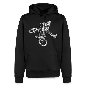 BMX Vélo Stunt Typographie Vélo Homme BMX - Sweat à capuche Premium bio Homme - noir - Devant - Nico (187cm)