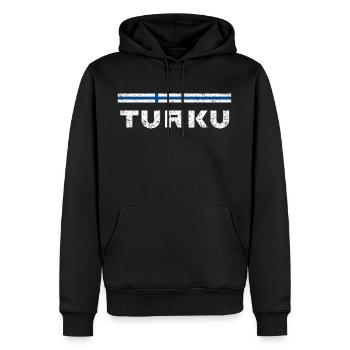 Turku Vintage - Männer Premium Bio Hoodie - Schwarz - Vorne - Nico (187cm)