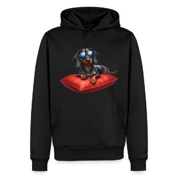 Niedlicher Dackel mit Sonnenbrille - Männer Premium Bio Hoodie - Schwarz - Vorne - Nico (187cm)