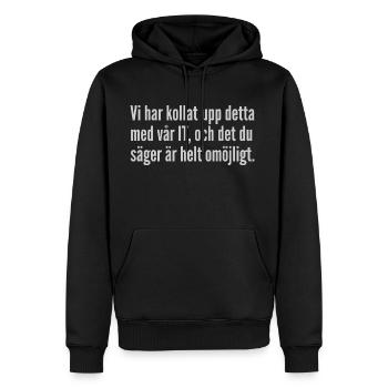 Nous nous sommes penchés sur la question. - Sweat à capuche Premium bio Homme - noir - Devant - Nico (187cm)