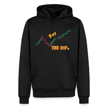 Acheter le Dip Trading Actions Bitcoin Crypto BTC - Sweat à capuche Premium bio Homme - noir - Devant - Nico (187cm)