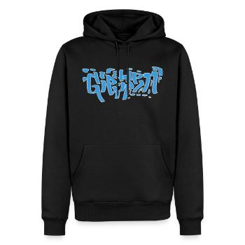 Giessen Schriftzug - Männer Premium Bio Hoodie - Schwarz - Vorne - Nico (187cm)