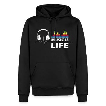 La musique, c’est la vie - Sweat à capuche Premium bio Homme - noir - Devant - Nico (187cm)