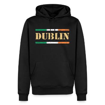 Drapeau de Dublin / Irlande - Sweat à capuche Premium bio Homme - noir - Devant - Nico (187cm)
