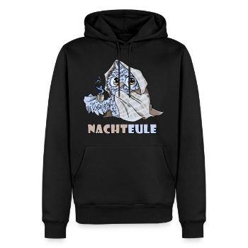 Nachteule im Einsatz - Nachtaktiv - Männer Premium Bio Hoodie - Schwarz - Vorne - Nico (187cm)