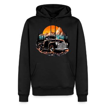 Camion - Sweat à capuche Premium bio Homme - noir - Devant - Nico (187cm)