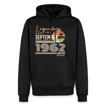 September 1962 Geboren im September 1962 September 1962 - Männer Premium Bio Hoodie - Schwarz - Vorne - Nico (187cm)