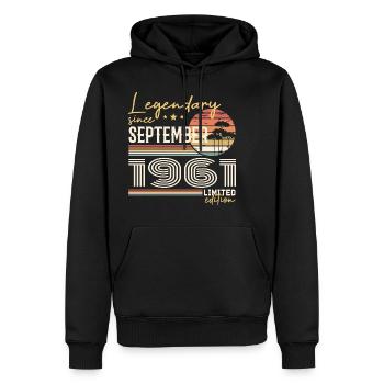 September 1961 Geboren im September 1961 September 1961 - Männer Premium Bio Hoodie - Schwarz - Vorne - Nico (187cm)