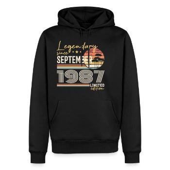 September 1987 Geboren September 1987 September 1987 - Männer Premium Bio Hoodie - Schwarz - Vorne - Nico (187cm)