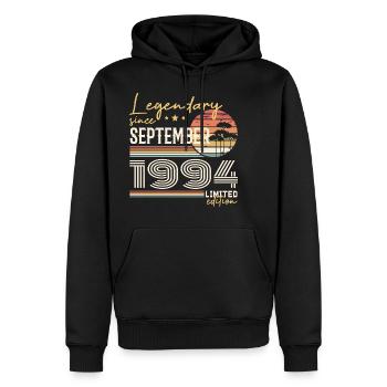 September 1994 Geboren September 1994 September 1994 - Männer Premium Bio Hoodie - Schwarz - Vorne - Nico (187cm)