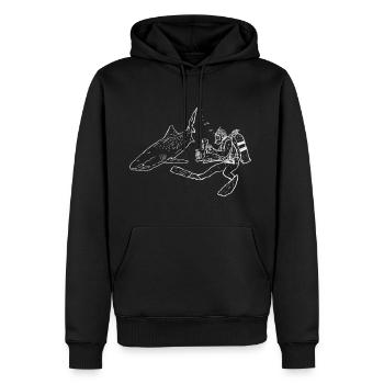 Plongeur de requins - Sweat à capuche Premium bio Homme - noir - Devant - Nico (187cm)