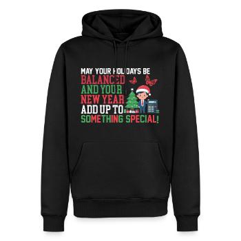 Christmas Holiday Greetings Gift For Accountants - Men’s Premium Organic Hoodie - black - Front - Nico (187cm)