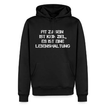 Fit Zu Sein Ist Eine Lebenshaltung - Männer Premium Bio Hoodie - Schwarz - Vorne - Nico (187cm)