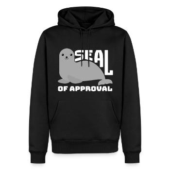 SEAL of approval seehund Geschenk witzig Spruch - Männer Premium Bio Hoodie - Schwarz - Vorne - Nico (187cm)