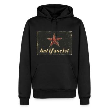 Étoile rouge antifasciste - Sweat à capuche Premium bio Homme - noir - Devant - Nico (187cm)