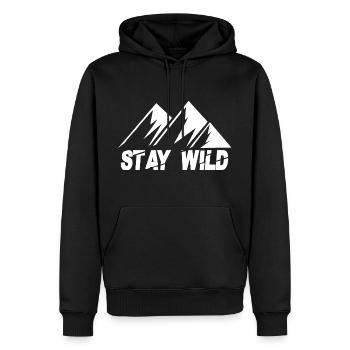 Stay Wild Mountains - Men’s Premium Organic Hoodie - black - Front - Nico (187cm)