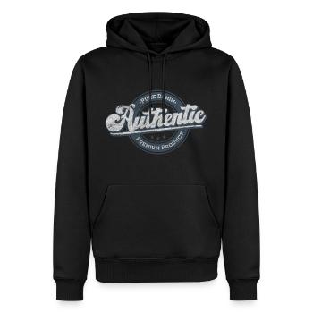 Authentisches reines Denim-Premiumprodukt retroblau - Männer Premium Bio Hoodie - Schwarz - Vorne - Nico (187cm)