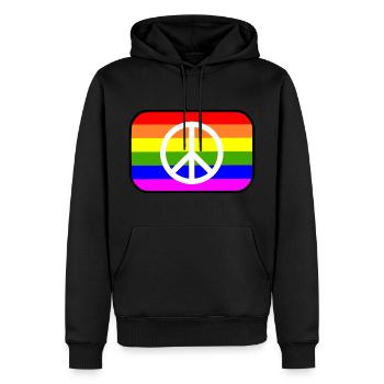 Peace zeichen auf LGBT Regenbogen flagge - Männer Premium Bio Hoodie - Schwarz - Vorne - Nico (187cm)