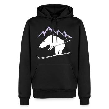 Ours de snowboard - Sweat à capuche Premium bio Homme - noir - Devant - Nico (187cm)