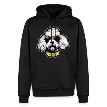 Cooler Pudel mit Sonnenbrille - Männer Premium Bio Hoodie - Schwarz - Vorne - Nico (187cm)