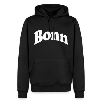 Bonn - Männer Premium Bio Hoodie - Schwarz - Vorne - Nico (187cm)