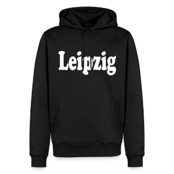Leipzig - Männer Premium Bio Hoodie - Schwarz - Vorne - Nico (187cm)