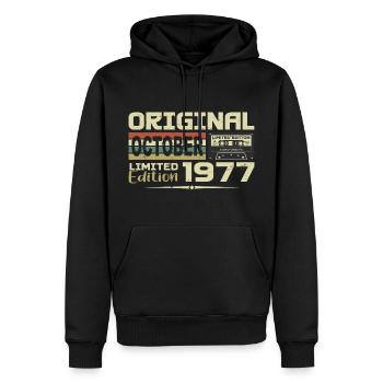 Geburtstag Oktober 1977 Original | Oktober 1977 - Männer Premium Bio Hoodie - Schwarz - Vorne - Nico (187cm)